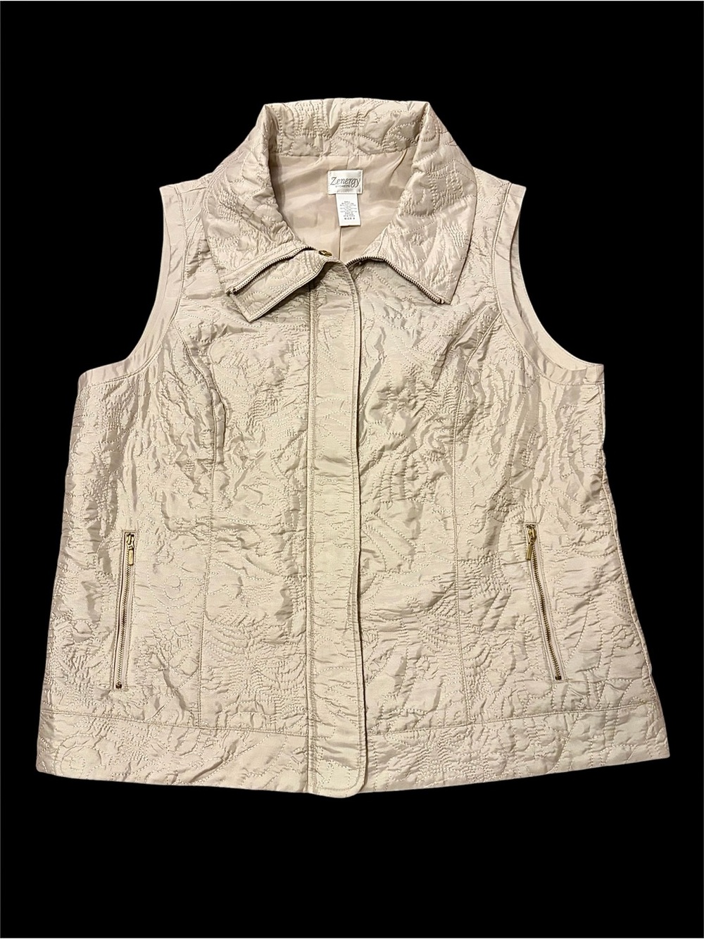 Zenergy by Chicos Light Cream Quilted Zip-Front Vest Size 3X